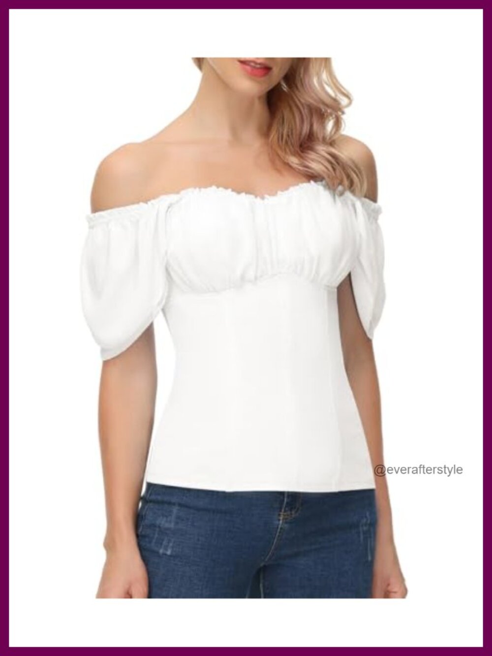 Womens Renaissance Off Shoulder Peasant Blouse Chiffon Short Sleeve Top